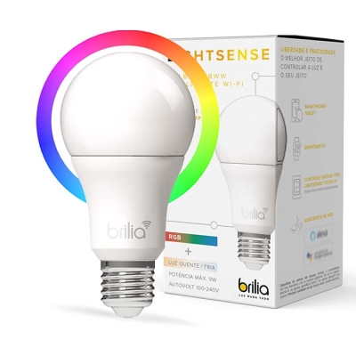Lampada Led Inteligente Wi-Fi Lightsense 9w 3000k/6500k/Rgb Brilia