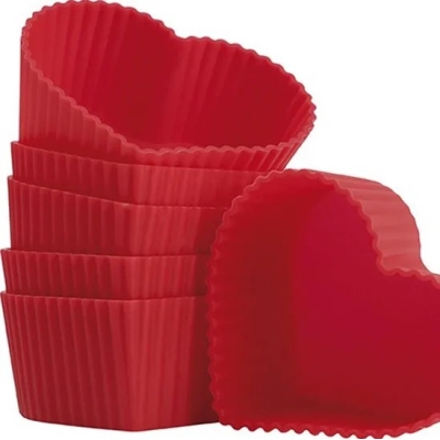 Forma Cupcake Silicone Coração 6pçs Yazi