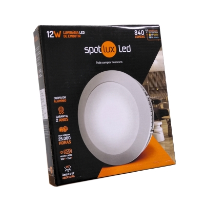 Painel Led 12w Redondo Embutir 3000k Spotlux
